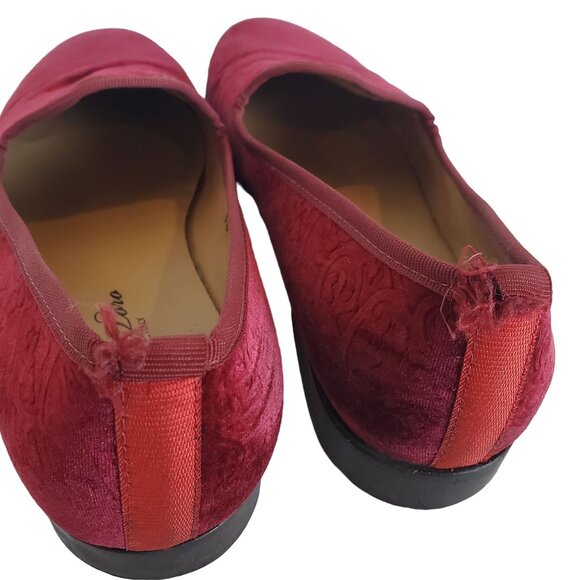 Del Toro Merlot Red Velvet Loafer Slippers Men\'s 8 main image 9